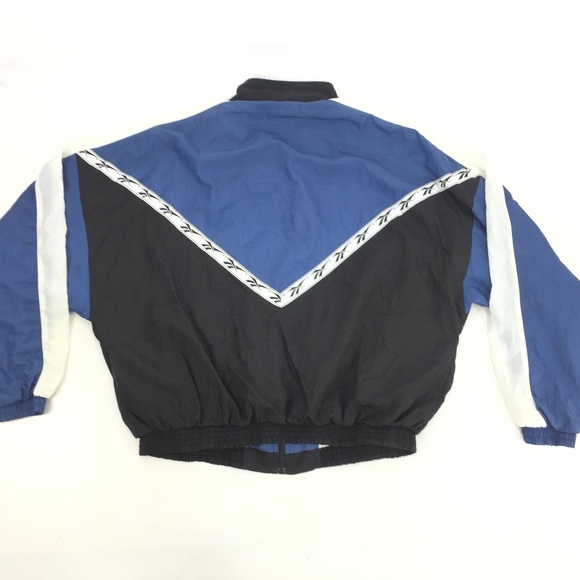REEBOK Zip Blue White Raglan Nylon Windbreaker VTG - Picture 1 of 5